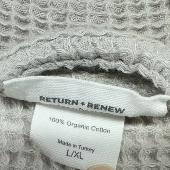 Coyuchi Organic Cotton Waffle Robe Womens L XL Quiet Luxury Sustainable Tan Gray - Picture 7 of 7